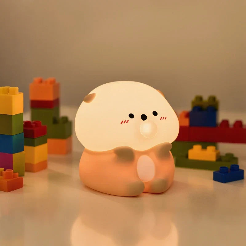 Cute Character Bedside Night Light Touch Control Rechargeable Lamp
