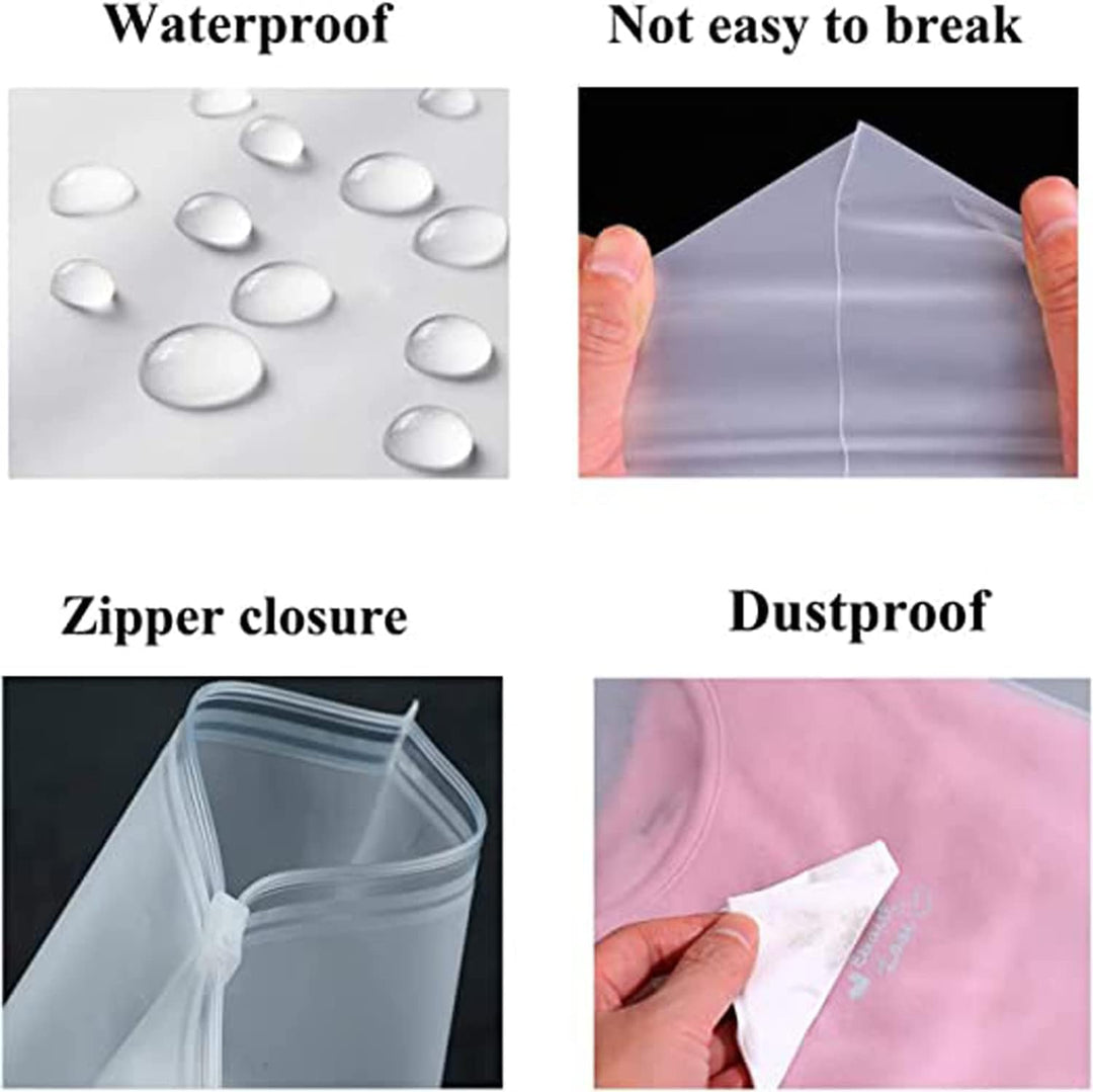 Multi-Purpose Frosted Zip Storage Bags – 60-Pack Plastic Garment Bags