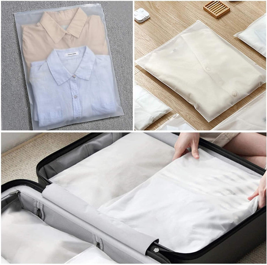Multi-Purpose Frosted Zip Storage Bags – 60-Pack Plastic Garment Bags
