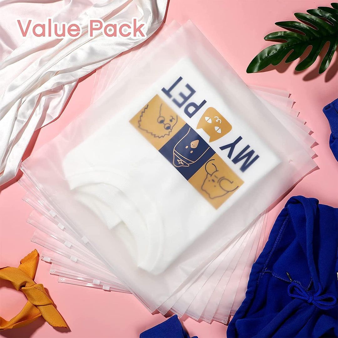 Multi-Purpose Frosted Zip Storage Bags – 60-Pack Plastic Garment Bags