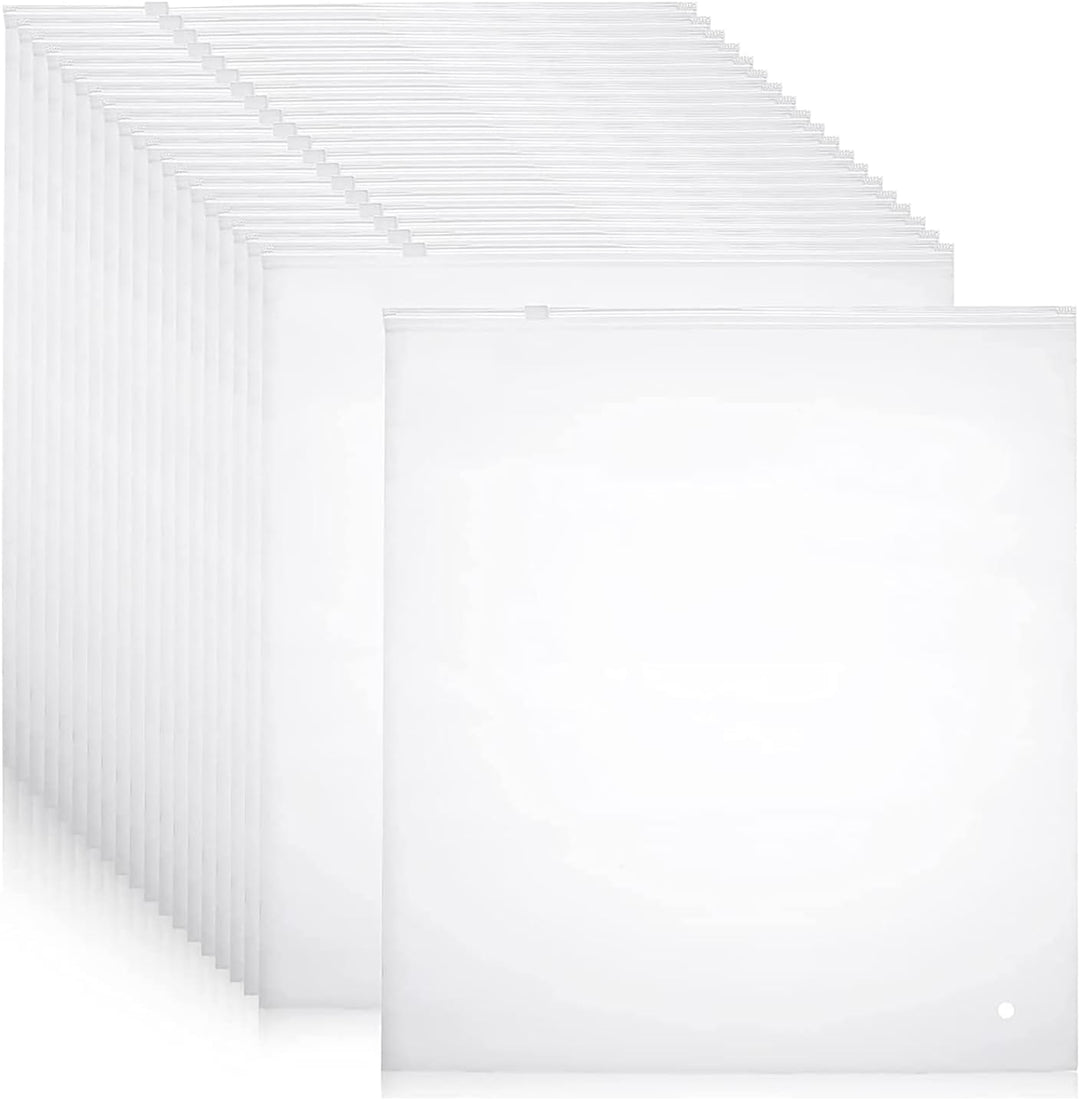 Multi-Purpose Frosted Zip Storage Bags – 60-Pack Plastic Garment Bags