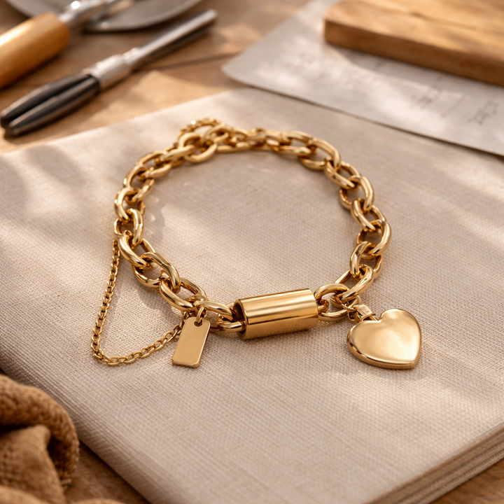 Aurex Chunky Bracelet – Gold-Coloured Statement Bracelet