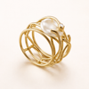 Thin Gold-Coloured Ring with Pearl Accent
