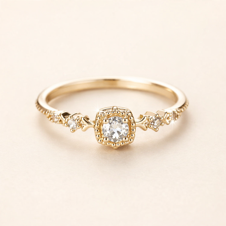 Vintage crystal candle gold ring