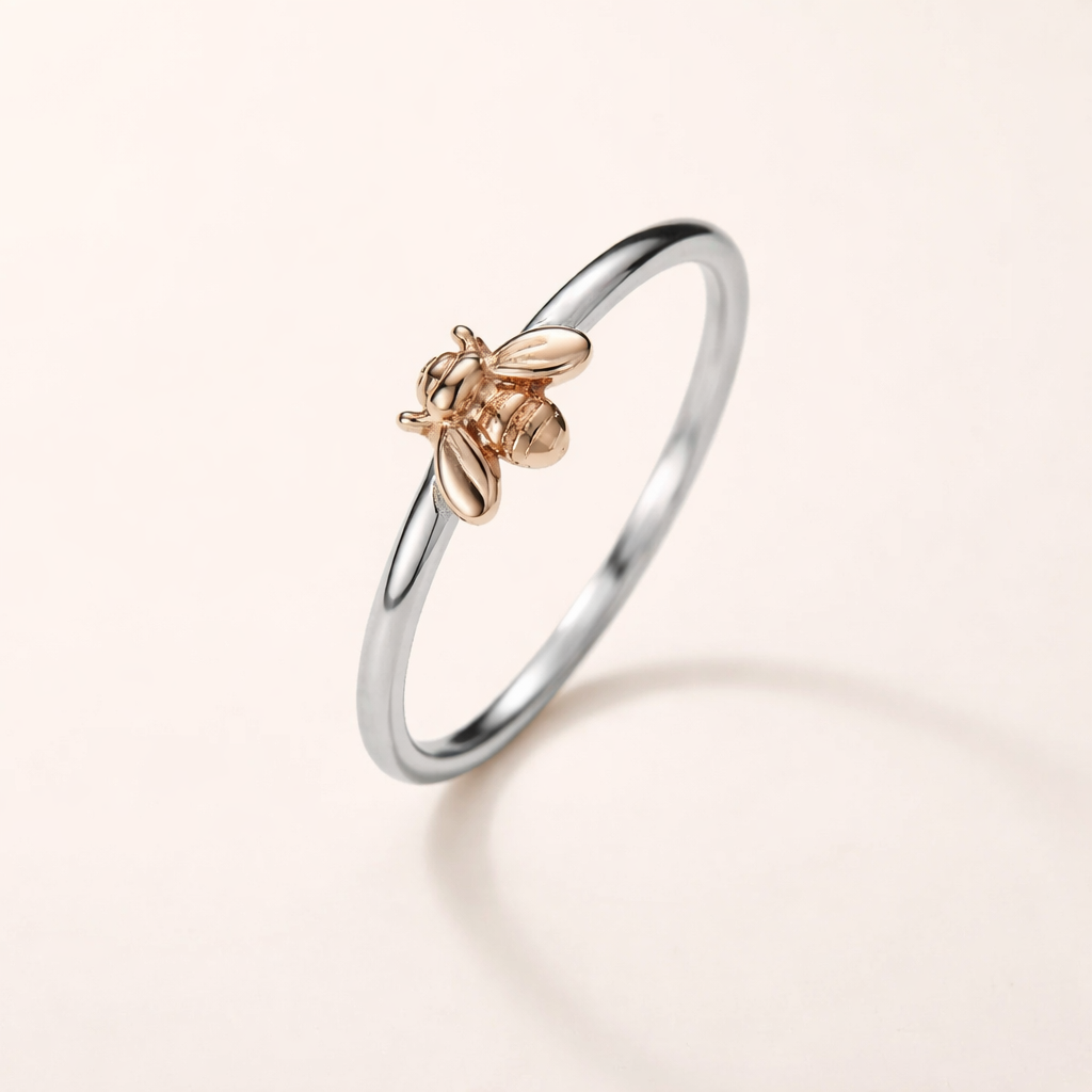 Silver ring with bee