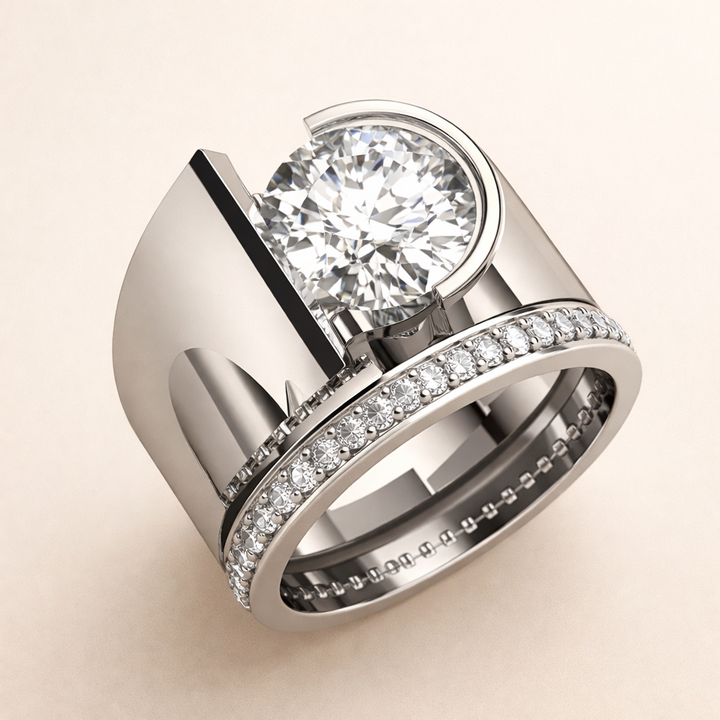 Radiant silver ring with cubic zirconia