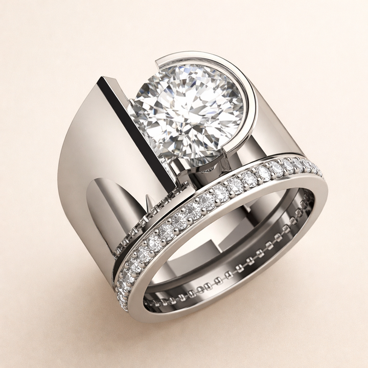 Radiant silver ring with cubic zirconia