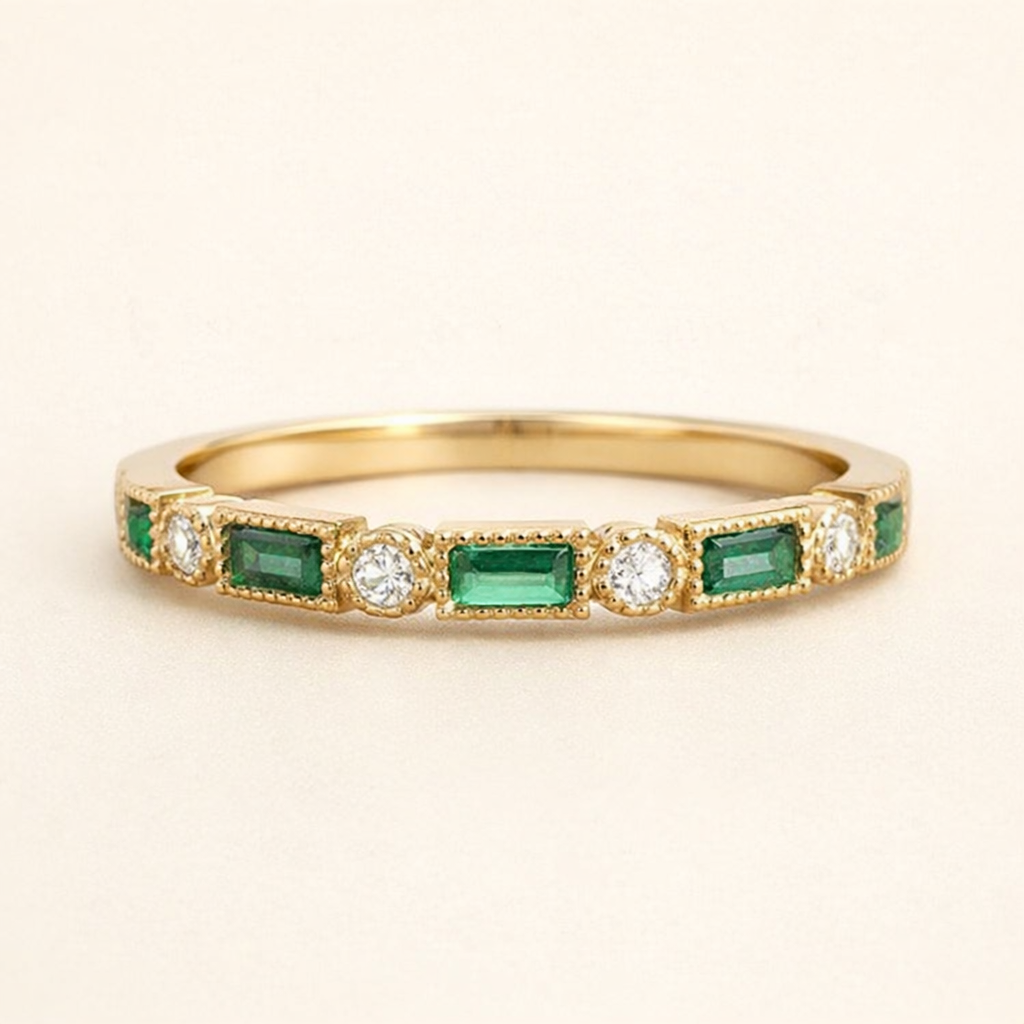 Alex - Green Cubic Zirconia Gold Ring