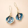Retro blue lotus silver earrings