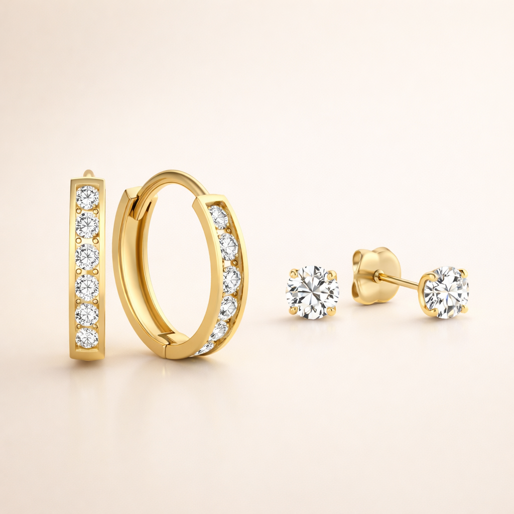 Gold earrings set