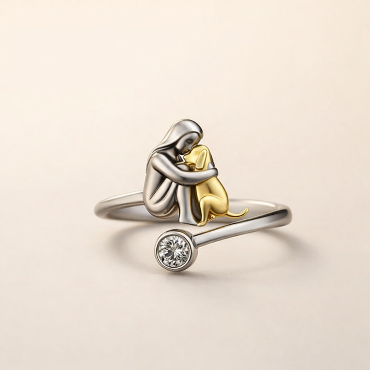 Soft rose gold ring with cute dog motif