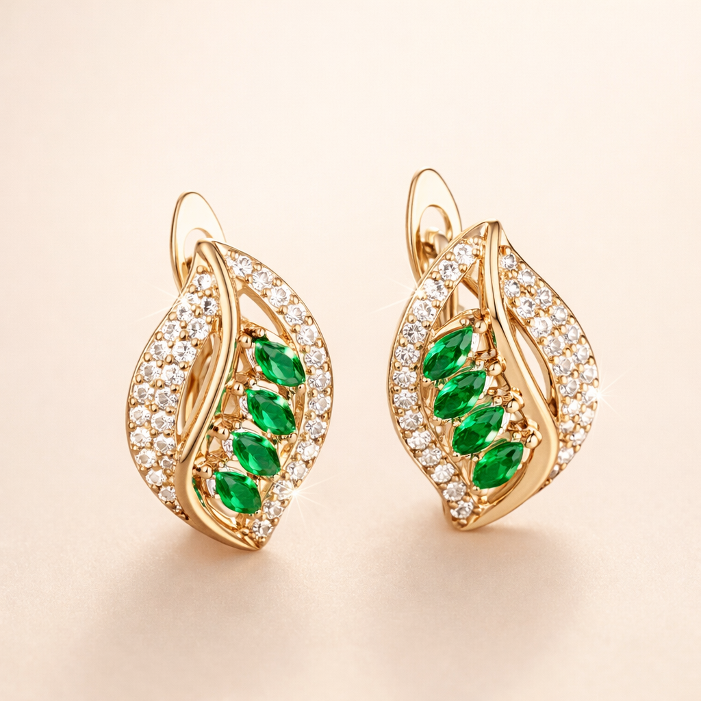 Refined gold earrings with subtle leaves