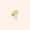 Elegant gold ring with rotating flower motif