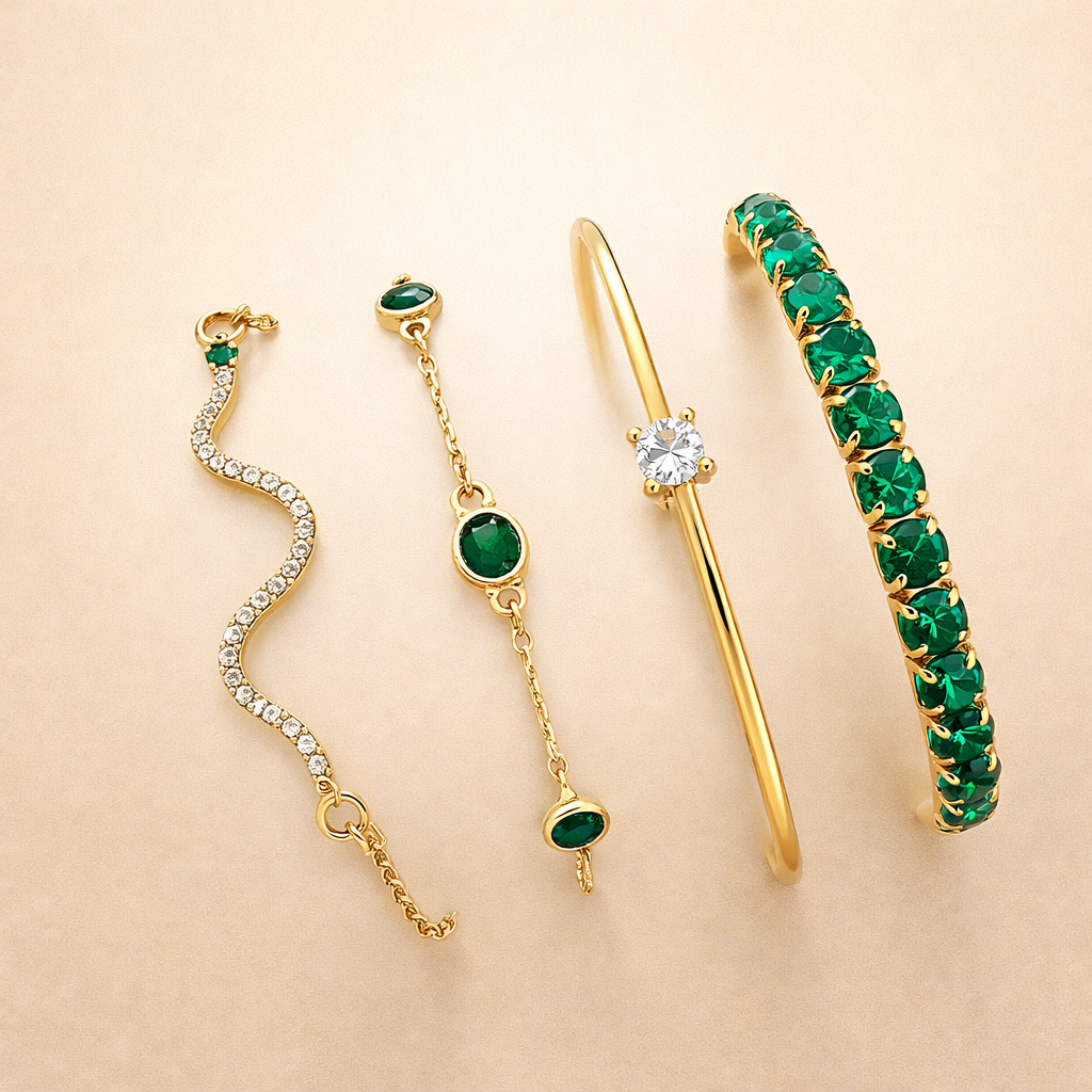 Elegant gold bracelet set with refined details