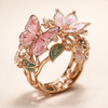 Soft gold ring with cubic zirconia butterfly