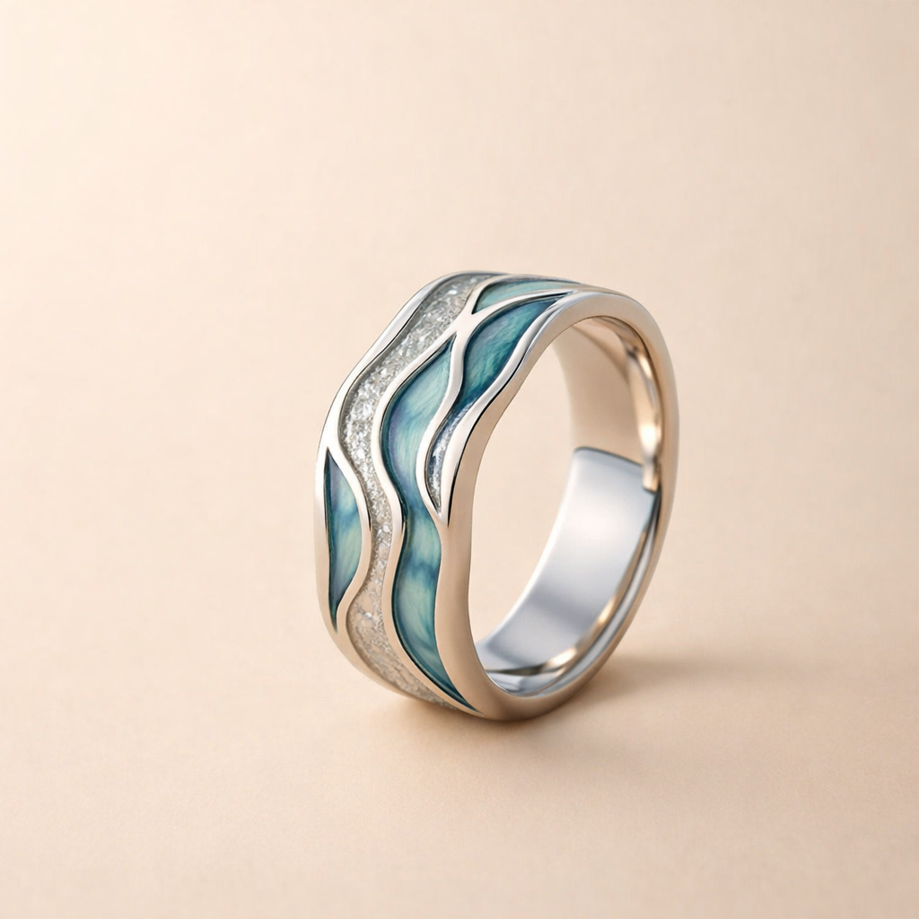 Wavy white gold ring