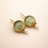 Elegant white gold earrings with green stone and pearl