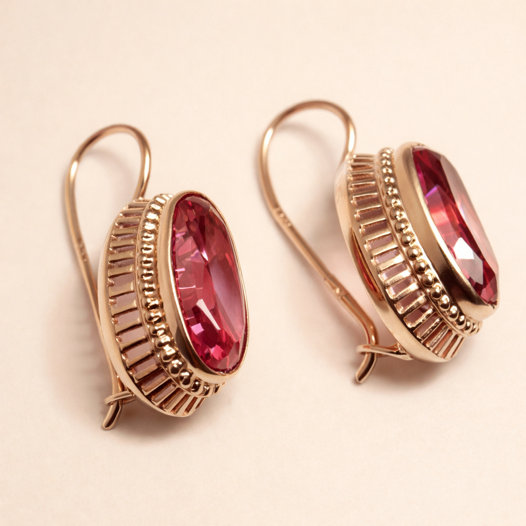 Elegant gold earrings with black stone