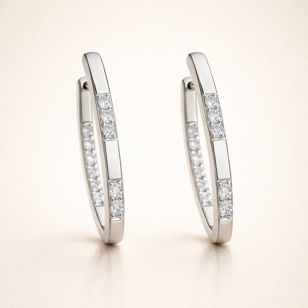 Elegant white gold earrings with sparkling cubic zirconia