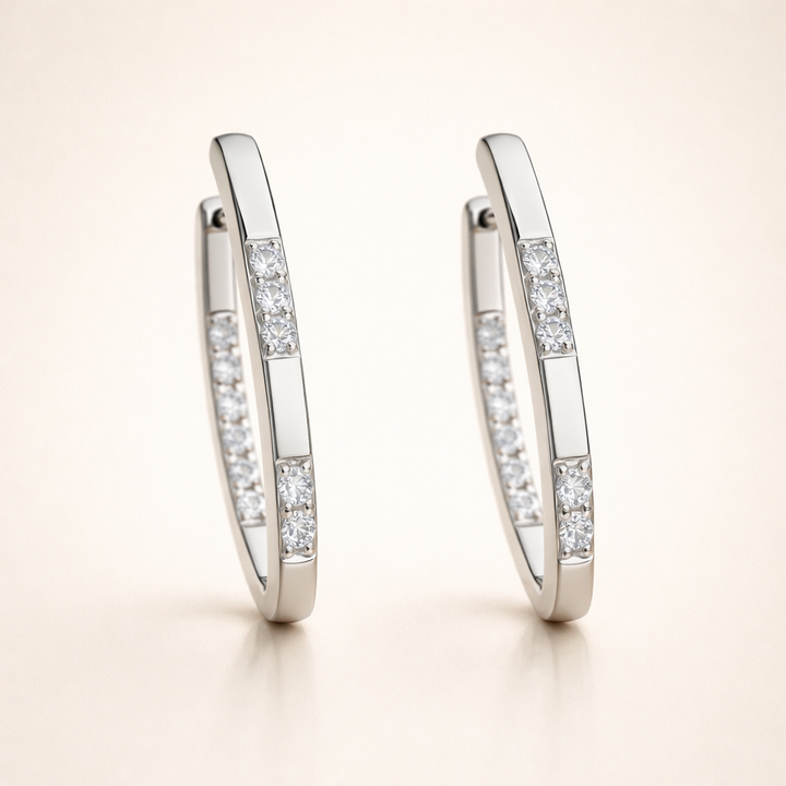 Elegant white gold earrings with sparkling cubic zirconia