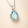 Sparkling blue opal necklace in white gold