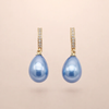 Soft Waves gold-coloured earrings with blue cubic zirconia