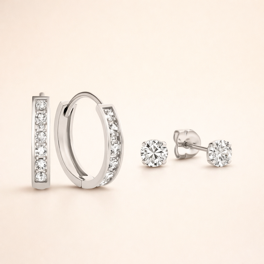 Elegant white gold earrings with sparkling stones
