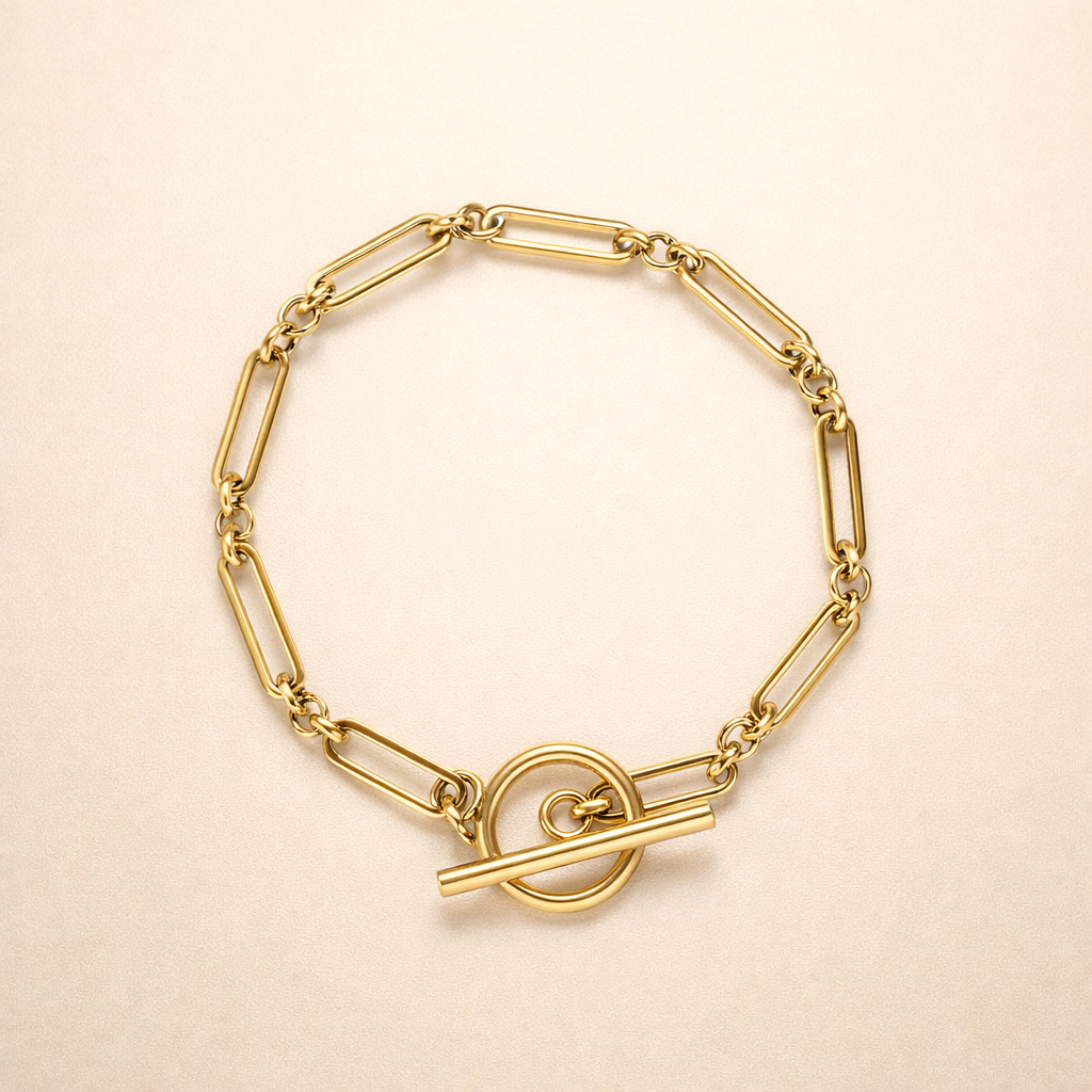 Elegant T-bar bracelet in white gold