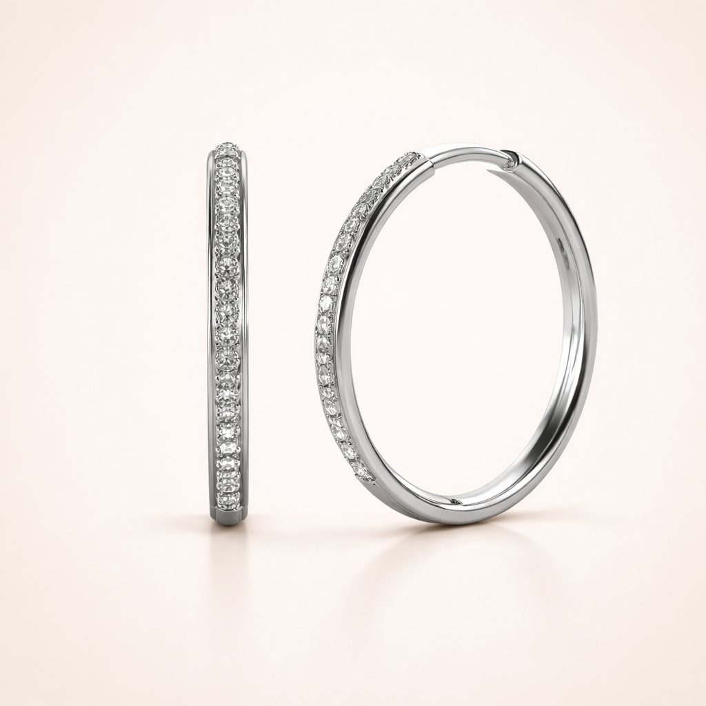 Elegant white gold earrings with subtle cubic zirconia details