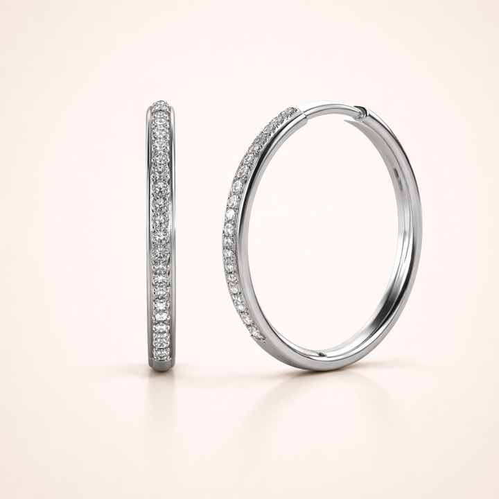Elegant white gold earrings with subtle cubic zirconia details