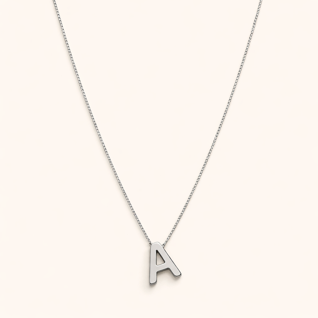 Refined white gold necklace with initial pendant.