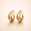 Elegant Gold Earrings with Triple Link