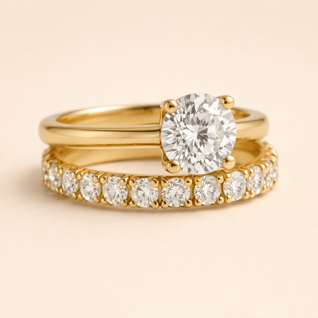 Minimalist Gold Ring with Subtle Cubic Zirconia Stones
