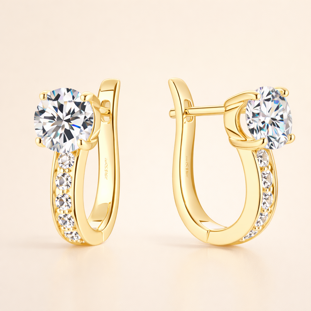 Elegant Moissanite Earrings in Gold