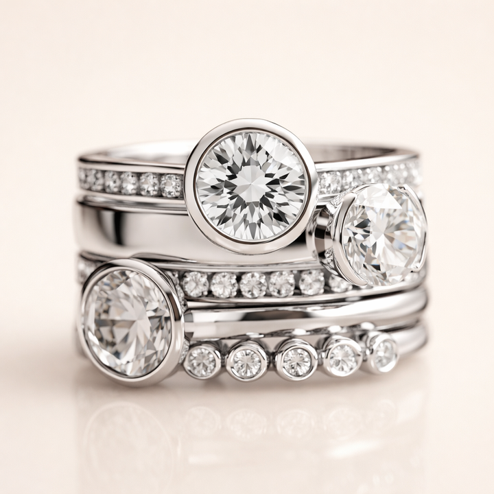 Refined Silver Ring with Sparkling Crystals