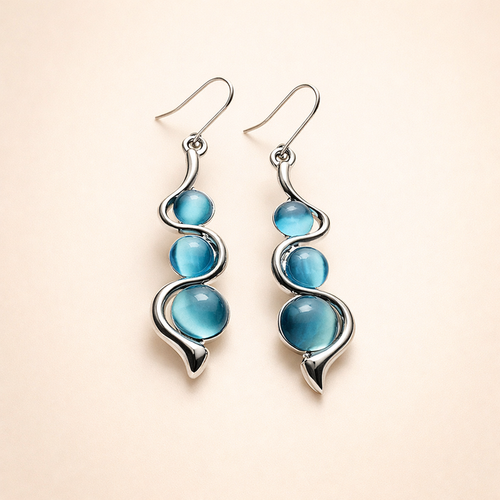 Elegant Blue Cubic Zirconia Earrings