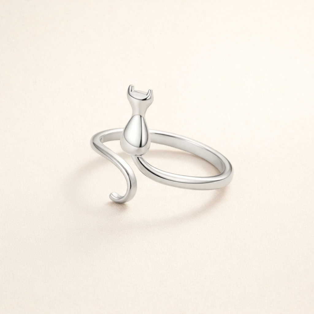 Silver ring with a refined moon