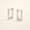 Elegant silver rectangular earrings