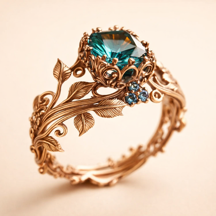 Earthy green cubic zirconia ring