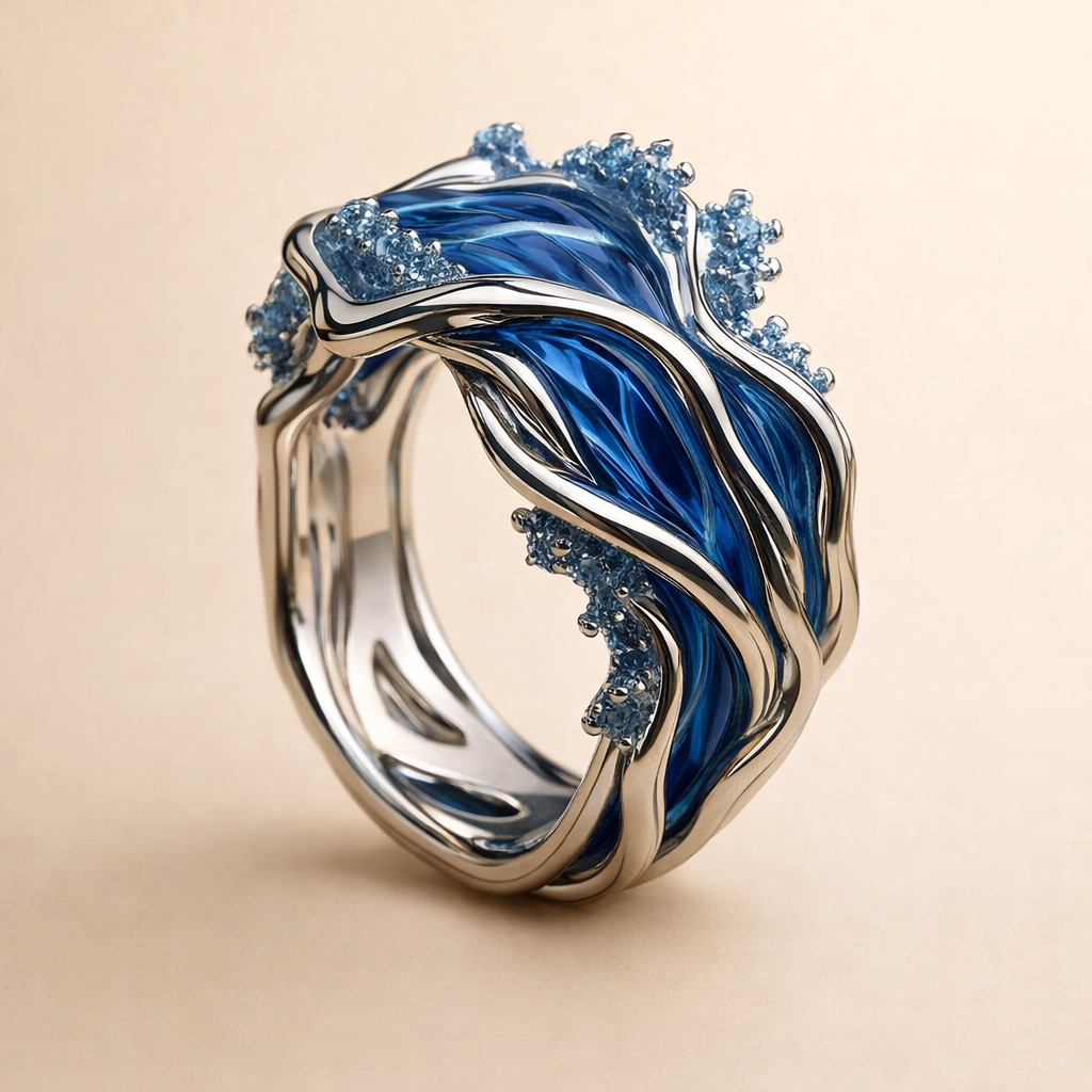 Elegant gold ring with wave motif