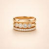Forged gold rings with brilliant accents