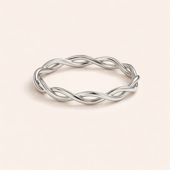 Endless silver twist ring