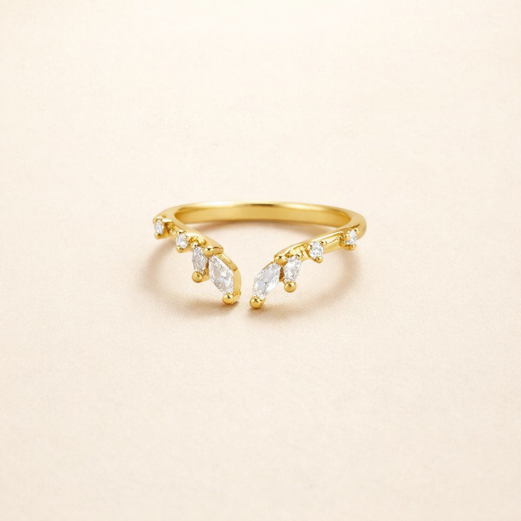 Refined gold ring with crystal accent