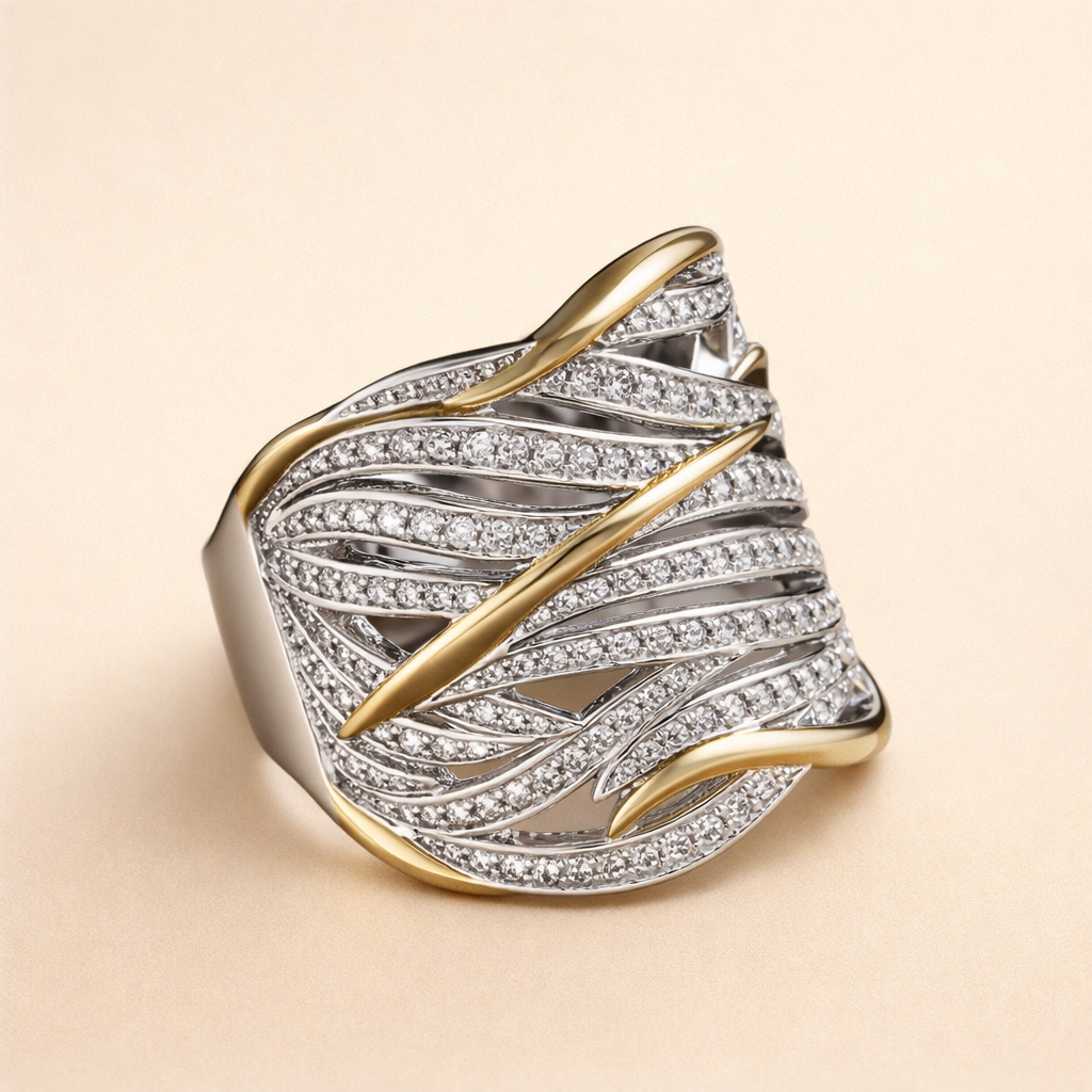 Refined twisted ring in rose gold