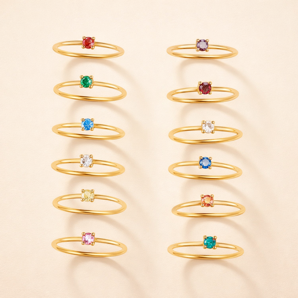 Soft gold ring with birthstone