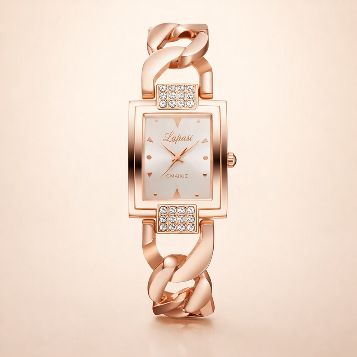 Elegant silver watch with subtle pearl