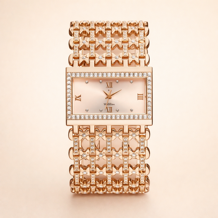 Minimalist rose gold watch with subtle link chain
