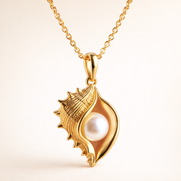 Elegant pearl shell necklace in silver