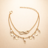 Endless pearl and stars anklet in silver