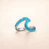 Silver ring with opal and wavy shapes